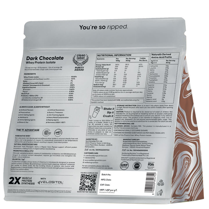 Whey Protein Isolate 26g | 1kg | 4B CFU Probiotics | Dark Chocolate