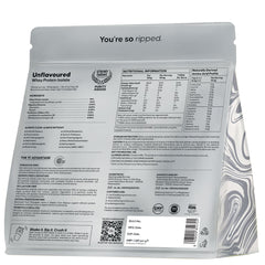 Whey Isolate Unflavoured 1 Kg Pack Back Side