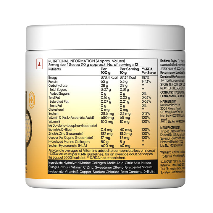 Marine Collagen Valencia Orange Nutritional Information