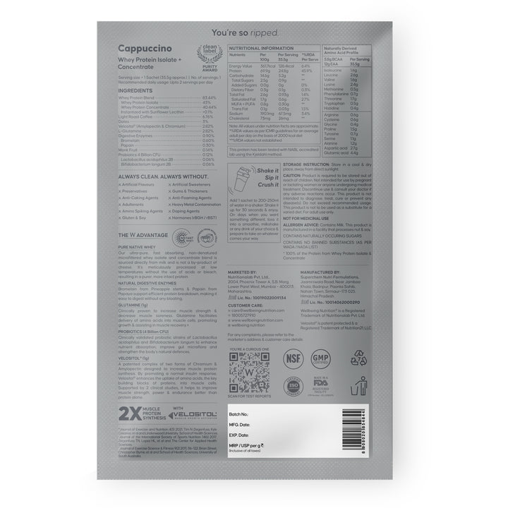 Whey Protein Blend Cappuccino Sachet