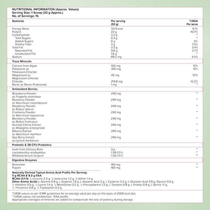 Vegan Plant Protein Superfood 500g - Canadian Mixed Berry ingredient list