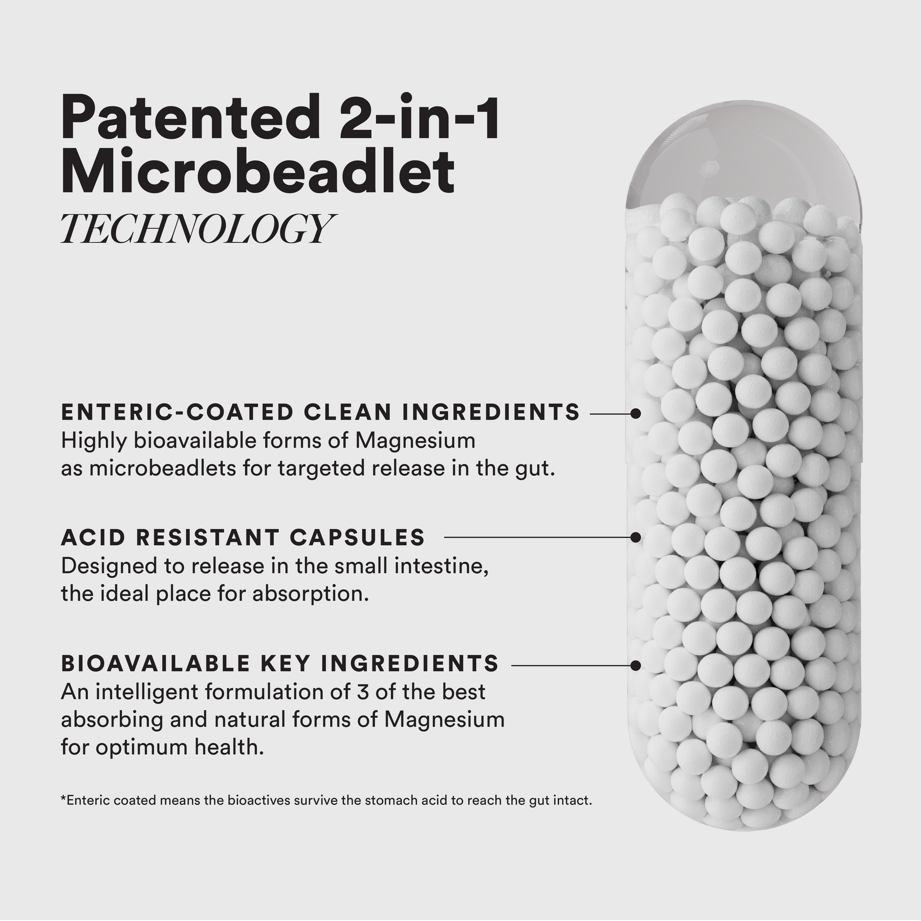 Triple magnesium complex capsules with microbeadlet technology